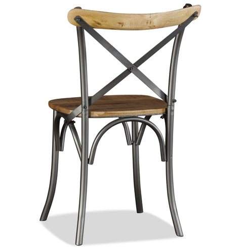 Swen Studio -  Dining Chairs 6 pcs Solid Mango Wood and Steel Cross Back